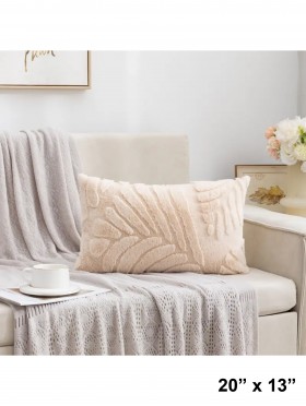 Leaf Pattern Soft Wool Fleece Feeling Cushion & Filler